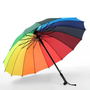 All'ingrosso 16k grande forte rinforzo regenschirm, pioggia diritta ombrelli arcobaleno con logo