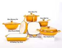 Ensemble de batterie de cuisine en fonte 8 pièces, compatible four, comprenant faitouts, poêles et poêles grill, pour cuisinières à induction et à gaz