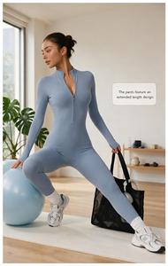 Tuta intera da yoga da donna con zip, a gamba lunga, ad alta intensità, per <span class=keywords><strong>sport</strong></span> e fitness - Disponibile ora - Product Image 2