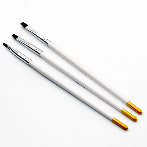 Lot de 3 pinceaux à ongles en acrylique, plats, pour la peinture au gel, avec manche doré, pour l'application de gel UV coloré - Product Image 4