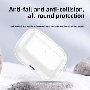 Étui pour casque en TPU transparent transparent pour <span class=keywords><strong>AirPods</strong></span> Pro <span class=keywords><strong>3</strong></span> housse antichoc anti-poussière avec clip mousqueton pour les sports de plein air - Product Image 5