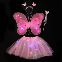 Set de Alas de Mariposa LED, Varita Mágica Brillante, Disfraz de Ángel para Niñas, Fiesta de Cumpleaños, Accesorios de Escenario, Regalo