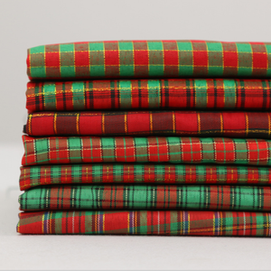 100% poliéster Super hilo metálico teñido a cuadros TELA ESCOCESA diseño de patrón tejido barato para embalaje de juguetes de Navidad Material liso - Product Image 3