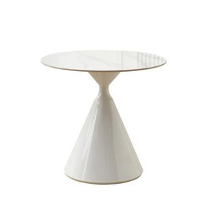 Table à manger ronde en pierre frittée de style nordique, simplicité moderne, avec <span class=keywords><strong>pieds</strong></span> en métal, <span class=keywords><strong>4</strong></span> places, crème française et blanc pur - Product Image 6
