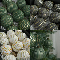 Boules de Noël de 8 cm, décorations suspendues pour arbre de Noël, boules de Noël de luxe vertes et blanches