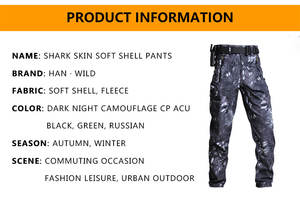 <span class=keywords><strong>Pantalon</strong></span> HAN WILD en peau <span class=keywords><strong>de</strong></span> requin, <span class=keywords><strong>pantalon</strong></span> multifonctionnel coupe-vent et imperméable, <span class=keywords><strong>pantalon</strong></span> tactique chaud d'hiver - Product Image 3