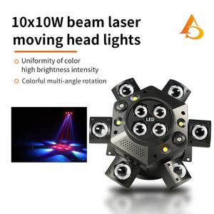AICPOSE Fabricante Chino, Luz Móvil de Cabeza LED de 6 Cabezas, 10x10w RGBW, Control DMX512, AC 100-240V, para DJ y Escenario, IP20, Ra80 - Product Image 2