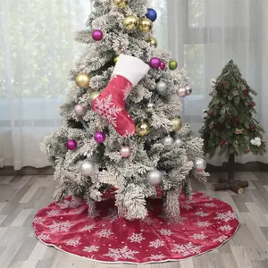 High Quality 36-Inch Red Christmas Tree Skirt Soft Faux Fur Cozy Home Decor With Flocking Technique Ornaments For Graphics Stock