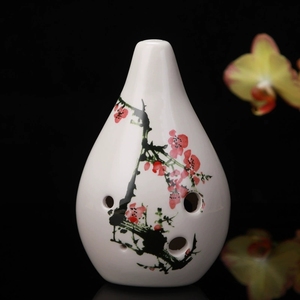 Ocarina en céramique de porcelaine à 6 trous, forme poire, peinte à la main, style encre chinoise, glaçure craquelée fumée, pour débutant, vente en gros - Product Image 6