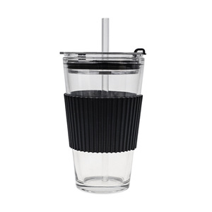 Stile coreano moderno 450ml vetro <span class=keywords><strong>Aurora</strong></span> doppia tazza colorata paglia tè latte coperchio tazza nuovo Design per l'utilizzo di acqua - Product Image 6