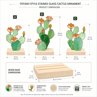 Ornement en verre artisanal personnalisé avec motif de cactus, décoration d'intérieur Art Déco unique, cadeau idéal, attrape-soleil pour étagère, succulente