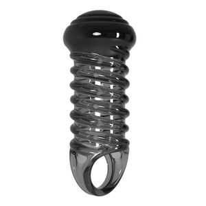 Anillo para pene de silicona transparente negro Meleon Exploding Bead Lock Sperm Cover para adultos - Product Image 4