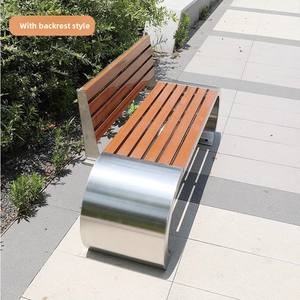 Aço inoxidável moderno Anti-Corrosão Parque Banco de madeira maciça Outdoor Leisure Banco para Comunidades Pátios Shoppings Fileiras - Product Image 6