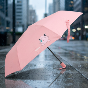 Paraguas Plegable Semiautomático de Poliéster de 55 cm con Diseño de Pokémon Jigglypuff Coral, 8 Varillas, Compacto y Portátil, para Niños, Anime, Dibujos Animados - Product Image 2