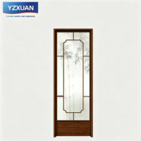 Porte battante intérieure minimaliste en alliage d'aluminium, motif bambou, verre trempé, étanche, pour hôtel et cuisine, style esthétique Song