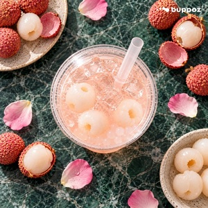 Lychee Rose Green Tea <b>Popping</b> <b>Boba</b> Drink 335ml Cup Ready to Drink Bubble Tea for Cafe Retail OEM Private Label - Product Image 4