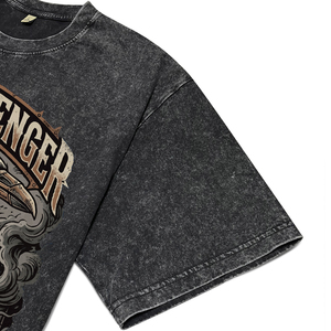 Camisetas de Hombre Estilo Punk Vintage con Gráfico de Cuervo, Lavado Ácido, Manga Corta, Estampado de Letras, Oversize, Moda Casual Urbana - Product Image 4