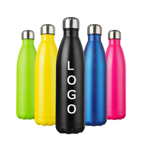 Botella de Agua Deportiva de Acero Inoxidable con Forma de Botella de Cola de 17 oz, Termo de Doble Pared con Boca Pequeña para Gimnasio