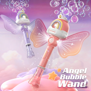Varita de burbujas automática de plástico con alas de ángel para niñas, caballo mágico de princesa de hadas portátil con luz y música - Product Image 5