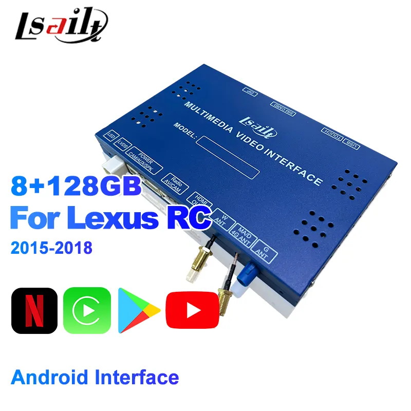 Lsailt Qualcomm 8 + 128GB interfaccia auto Android per Lexus RC200T RC300H RCF RC350 2014-2018 incluso NetFlx, Spotify