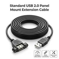 Câble d'extension USB 2.0 haute vitesse personnalisé en cuivre étamé à montage sur panneau, mâle, pour ordinateur, automobile, maison - Vente chaude