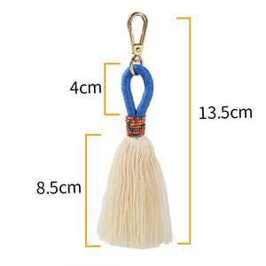 Nuevo estilo, colgante de cuentas coloridas, llavero de borla de <span class=keywords><strong>hilo</strong></span> de algodón hecho a mano bohemio para bolso de paja, monedero, decoración, encanto de macramé - Product Image 2