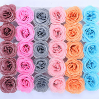Vente en gros de fleurs artificielles en soie lumineuses, roses à paillettes dorées réalistes, tête de fleur en poudre or rose cristalline