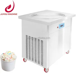 Hot Sell Single Pot Fried Ice Thai Cream Roll Machine with 6 containers Single Pan Fried Ice Cream Roll
