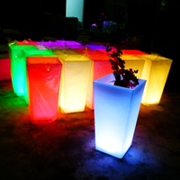 Nouveau produit, pot de fleurs lumineux LED décoratif multicolores de forme carrée, pot de fleurs en plastique