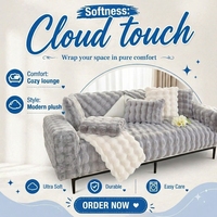 Housse de canapé en peluche Cloud Touch pour salon, fausse fourrure de lapin, luxe moderne, super douce et chaude, housse de canapé sectionnel 4 places, lavable