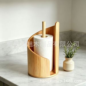Solid Wood Countertop <b>Paper</b> Towel Holder Natural Color 26x16cm <b>Kitchen</b> Storage Rack For Home Restaurant Coffee Shop - Product Image 3