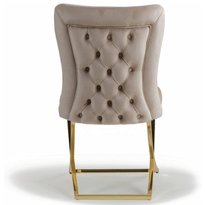 <span class=keywords><strong>Chaise</strong></span> de salle à manger rembourrée exclusive avec pieds chromés Meubles de salle à manger Home Hotel <span class=keywords><strong>Beige</strong></span> <span class=keywords><strong>Microfibre</strong></span> Royal Collection <span class=keywords><strong>Chaise</strong></span> de salle à manger - Product Image 4