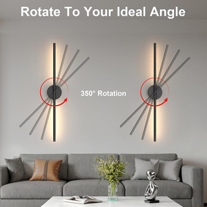 Wall <b>Lamp</b> Led Black Aluminum Minimalist <b>Touch</b> Control Wall Mounted Bedroom Living Room Lighting - Product Image 2