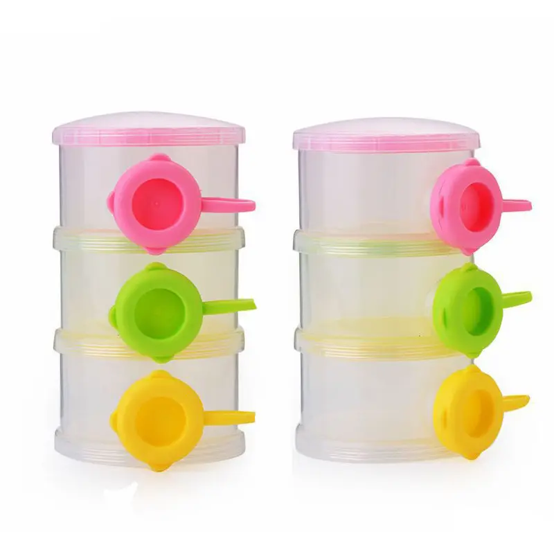 portable plastic 3-layers baby feeding milk powder box food container