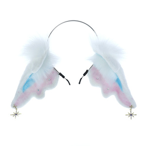 E0014 Angelic ที่คาดผมมีขนยาวหูแกะแบบไขว้น่ารักผ้าหูสัตว์ผ้าคาดผมน่ารักโลลิต้าอุปกรณ์คอสเพลย์ - Product Image 2