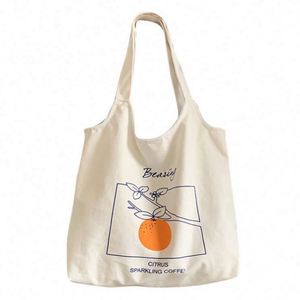 Bolsa de Compras de Lona Orgánica Reutilizable al por Mayor, Estilo Japonés, con Estampado de Dibujos Animados, para Estudiantes - Product Image 1