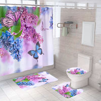 Aquarelle Fleur Décor À La Maison Rideau De Douche, Abstrait Herbes Mauvaises Herbes Fleurs Lierre Retour avec Fleurons Arbustes Conception