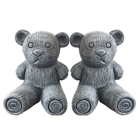 Pierre tombale personnalisée en granit noir jet sculptée à la main pour bébé ou enfant avec un cœur d'ours unique