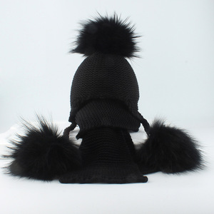 Gorro <span class=keywords><strong>de</strong></span> Invierno <span class=keywords><strong>para</strong></span> <span class=keywords><strong>Niños</strong></span> con Pompón <span class=keywords><strong>de</strong></span> Piel <span class=keywords><strong>de</strong></span> Mapache Auténtica, <span class=keywords><strong>Gorros</strong></span> <span class=keywords><strong>de</strong></span> <span class=keywords><strong>Lana</strong></span> Tejidos con Orejeras <span class=keywords><strong>para</strong></span> Niñas, Gorro y Bufanda <span class=keywords><strong>de</strong></span> <span class=keywords><strong>Ganchillo</strong></span> <span class=keywords><strong>para</strong></span> Bebé - Product Image 4