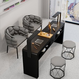 Factory Direct Sale Luxury Modern French Style Manicure <b>Table</b> Contemporary <b>Nail</b> Salon Furniture Set Wooden Desk - Product Image 3