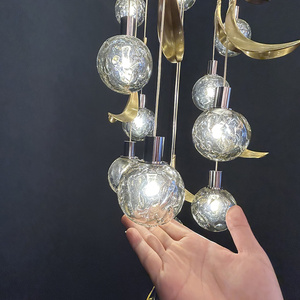 Lustre de mariage en <span class=keywords><strong>verre</strong></span> à <span class=keywords><strong>bulles</strong></span>, <span class=keywords><strong>suspension</strong></span> en forme de feuille, éclairage long pour escaliers, <span class=keywords><strong>suspension</strong></span> pour hall d'hôtel, LED 110-240V - Product Image 1
