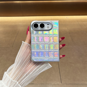 Funda de teléfono de cuero con patrón de cocodrilo y láser de colores para iPhone Ultra, con efecto degradado Aurora, a prueba de golpes y protección rígida. - Product Image 1