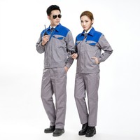 Uniforme de travail gris bleu réfléchissant haute visibilité en polyester à manches longues unisexe pour la construction, respirant et à séchage rapide