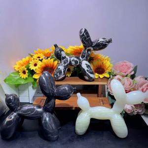 Venta al por mayor de artículos populares: Figura de perro globo de jade con fósiles marinos coloridos, artesanía de cristal curativo con animales de cueva para decoración del hogar - Product Image 2