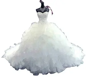 S0371T 2024 elegante abito da sposa a maniche lunghe dignitoso paillettes lucide stile trascinante di alta qualità con decorazione in pizzo