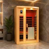 Ruang Sauna Uap Basah Inframerah Jauh Kayu Solid Hemlock/Cedar Merah dengan Panel Kontrol Komputer, Jendela Transom, Garansi 1 Tahun, dan Steker Listrik
