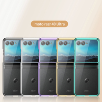 Casing ponsel penutup penuh Premium Electroplate PC bening untuk Moto Razr 40 Ultra case