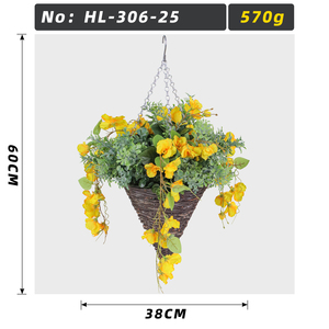 Panier <span class=keywords><strong>de</strong></span> fleurs artificielles en gros, orchidée jaune 3D suspendue, pot en plastique, feuilles vertes, longue durée <span class=keywords><strong>de</strong></span> vie, pour remise <span class=keywords><strong>de</strong></span> diplôme, mariage, jardin - Product Image 2
