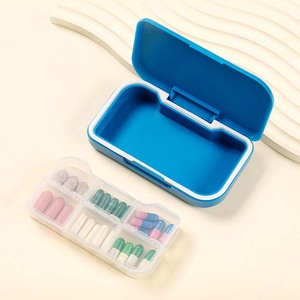 Portable Double-Layer Plastic Pill Organizer Moisture-Proof Travel Medicine Storage Box 6-Compartment Seven-Day Sealing Ring