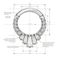 Piercing Septum Clicker en Titane ASTM F136 G23 avec Zircone Cubique (CZ) Taille Baguette et Ronde Mélangées, Plaqué Or 24K, 16G 8mm 10mm, pour Nez, Daith, Hélix